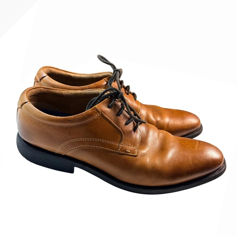 Nunn Bush Mens Tan Leather Lace Up Oxford Dress Shoes Comfort Gel Size 9M‎